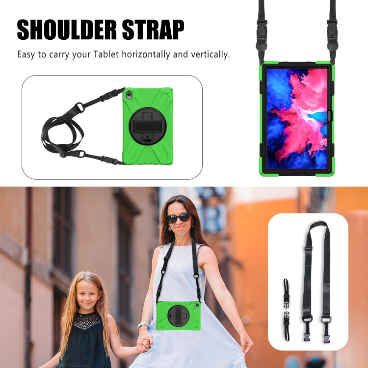 For Lenovo XiaoXin Pad 11 / Pad 11 Plus 2021 / Pad 2022 TB-J606F/J607F/J616F Shockproof Colorful Silicone + PC Protective Case with Holder & Hand Strap & Shoulder Strap(Green) - Lenovo by buy2fix | Online Shopping UK | buy2fix
