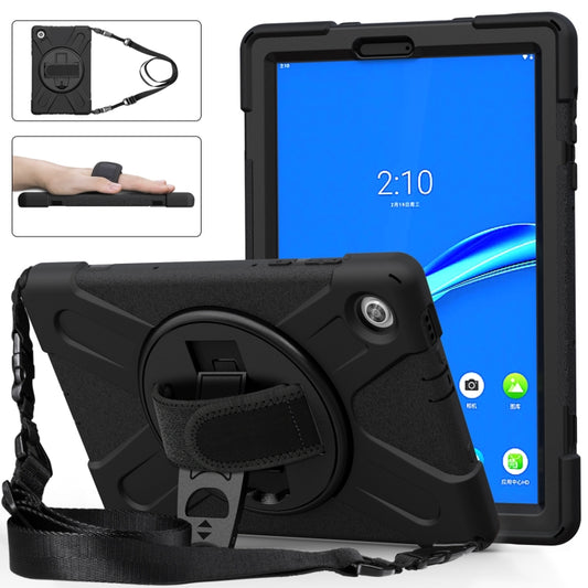 For Lenovo Tab M10 Plus TB-X606F Shockproof Colorful Silicone + PC Protective Case with Holder & Hand Strap & Shoulder Strap(Black) - Lenovo by buy2fix | Online Shopping UK | buy2fix