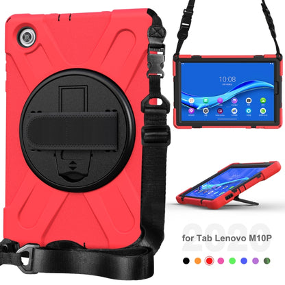 For Lenovo Tab M10 Plus TB-X606F Shockproof Colorful Silicone + PC Protective Case with Holder & Hand Strap & Shoulder Strap(Red) - Lenovo by buy2fix | Online Shopping UK | buy2fix