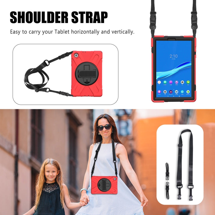 For Lenovo Tab M10 Plus TB-X606F Shockproof Colorful Silicone + PC Protective Case with Holder & Hand Strap & Shoulder Strap(Red) - Lenovo by buy2fix | Online Shopping UK | buy2fix