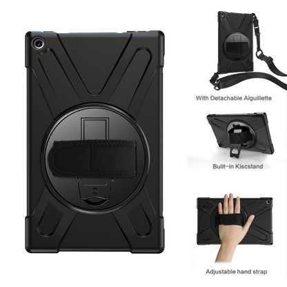 For Amazon Kindle Fire HD10 2019 / 2018 / 2017 Shockproof Colorful Silicone + PC Protective Case with Holder & Hand Strap & Shoulder Strap(Black) - Amazon by buy2fix | Online Shopping UK | buy2fix