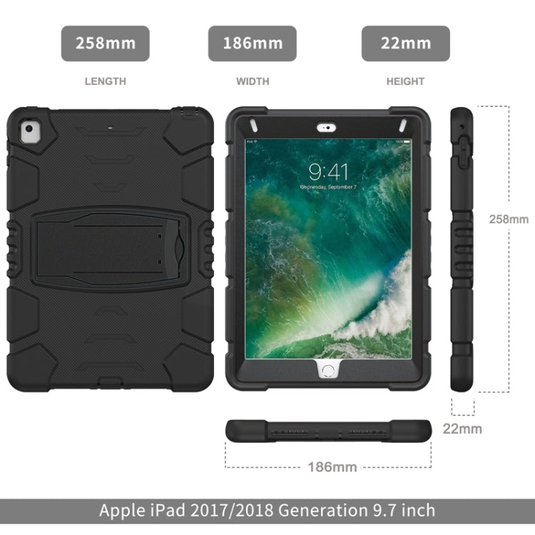 3-Layer Protection  Screen Frame + PC + Silicone Shockproof Combination Case with Holder For iPad 9.7 (2018) / (2017) / Air 2 / Pro 9.7(Black+Black) - iPad Pro 9.7 inch Cases by buy2fix | Online Shopping UK | buy2fix