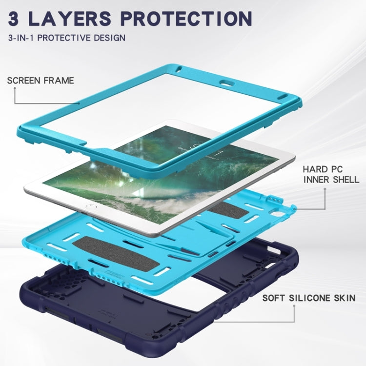 3-Layer Protection  Screen Frame + PC + Silicone Shockproof Combination Case with Holder For iPad 9.7 (2018) / (2017) / Air 2 / Pro 9.7(NavyBlue+Blue) - iPad Pro 9.7 inch Cases by buy2fix | Online Shopping UK | buy2fix