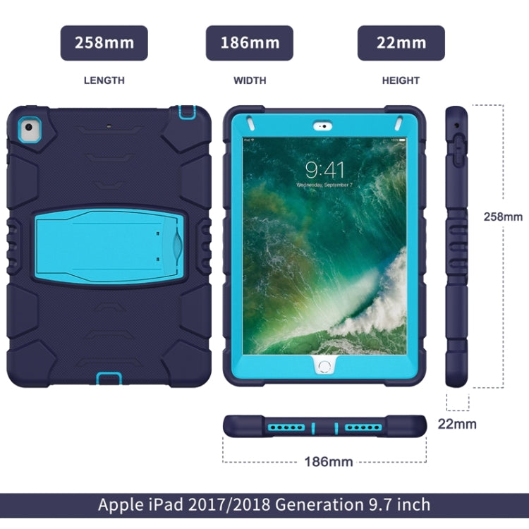 3-Layer Protection  Screen Frame + PC + Silicone Shockproof Combination Case with Holder For iPad 9.7 (2018) / (2017) / Air 2 / Pro 9.7(NavyBlue+Blue) - iPad Pro 9.7 inch Cases by buy2fix | Online Shopping UK | buy2fix