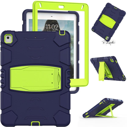 3-Layer Protection  Screen Frame + PC + Silicone Shockproof Combination Case with Holder For iPad 9.7 (2018) / (2017) / Air 2 / Pro 9.7(NavyBlue+Lime) - iPad Pro 9.7 inch Cases by buy2fix | Online Shopping UK | buy2fix