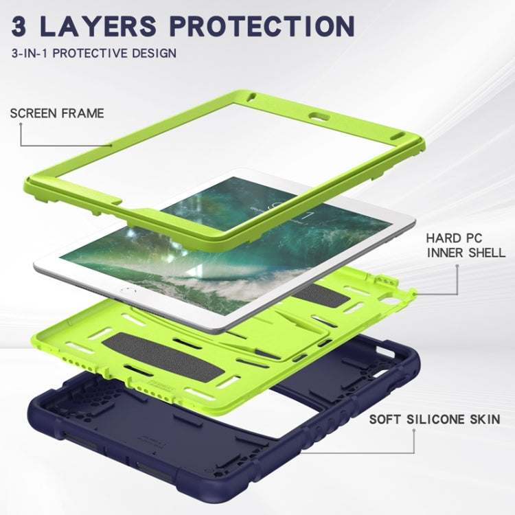 3-Layer Protection  Screen Frame + PC + Silicone Shockproof Combination Case with Holder For iPad 9.7 (2018) / (2017) / Air 2 / Pro 9.7(NavyBlue+Lime) - iPad Pro 9.7 inch Cases by buy2fix | Online Shopping UK | buy2fix