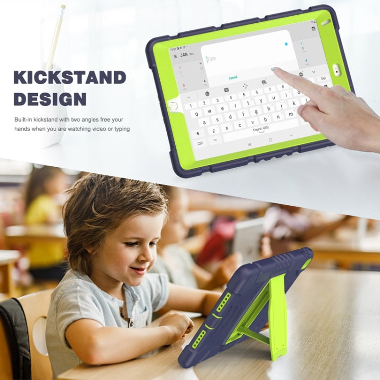 3-Layer Protection  Screen Frame + PC + Silicone Shockproof Combination Case with Holder For iPad 9.7 (2018) / (2017) / Air 2 / Pro 9.7(NavyBlue+Lime) - iPad Pro 9.7 inch Cases by buy2fix | Online Shopping UK | buy2fix