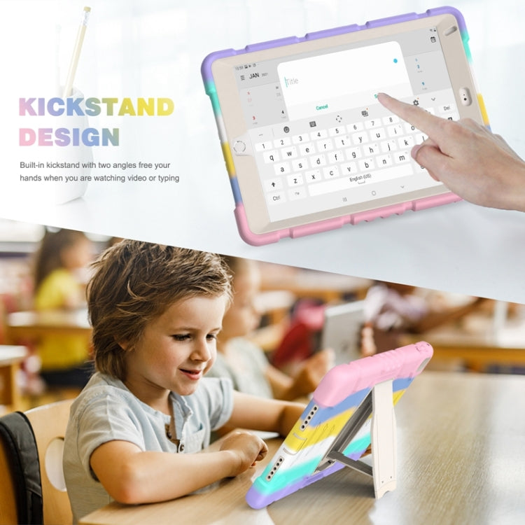 3-Layer Protection  Screen Frame + PC + Silicone Shockproof Combination Case with Holder For iPad 9.7 (2018) / (2017) / Air 2 / Pro 9.7(Colorful Pink) - iPad Pro 9.7 inch Cases by buy2fix | Online Shopping UK | buy2fix