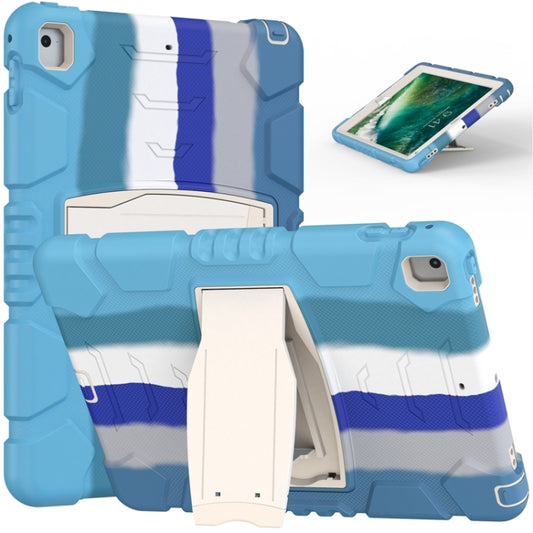 3-Layer Protection  Screen Frame + PC + Silicone Shockproof Combination Case with Holder For iPad 9.7 (2018) / (2017) / Air 2 / Pro 9.7(Colorful Blue) - iPad Pro 9.7 inch Cases by buy2fix | Online Shopping UK | buy2fix