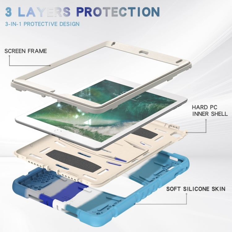 3-Layer Protection  Screen Frame + PC + Silicone Shockproof Combination Case with Holder For iPad 9.7 (2018) / (2017) / Air 2 / Pro 9.7(Colorful Blue) - iPad Pro 9.7 inch Cases by buy2fix | Online Shopping UK | buy2fix