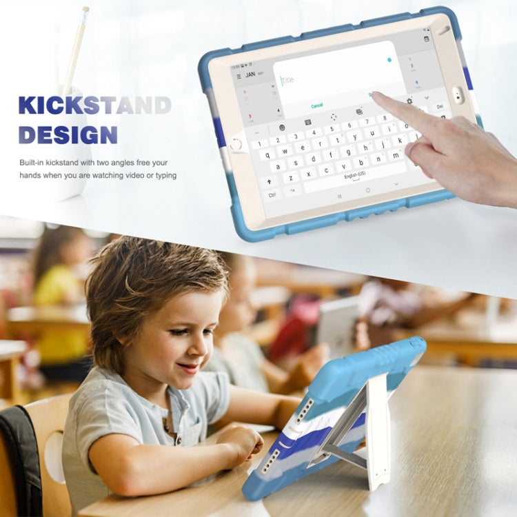 3-Layer Protection  Screen Frame + PC + Silicone Shockproof Combination Case with Holder For iPad 9.7 (2018) / (2017) / Air 2 / Pro 9.7(Colorful Blue) - iPad Pro 9.7 inch Cases by buy2fix | Online Shopping UK | buy2fix