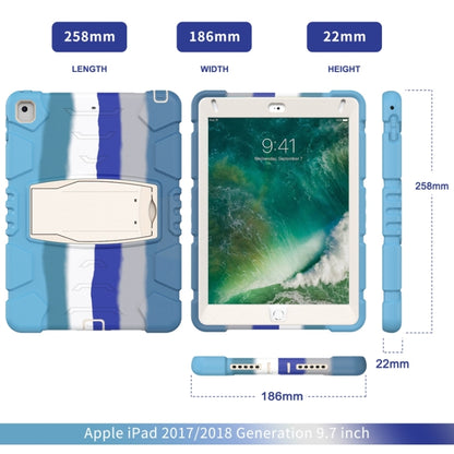 3-Layer Protection  Screen Frame + PC + Silicone Shockproof Combination Case with Holder For iPad 9.7 (2018) / (2017) / Air 2 / Pro 9.7(Colorful Blue) - iPad Pro 9.7 inch Cases by buy2fix | Online Shopping UK | buy2fix