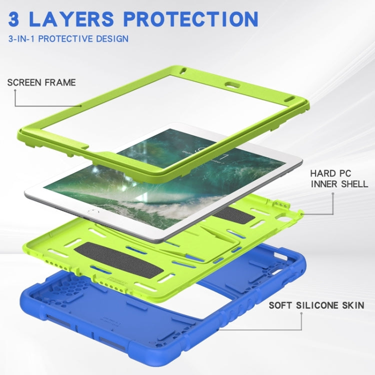 3-Layer Protection  Screen Frame + PC + Silicone Shockproof Combination Case with Holder For iPad 9.7 (2018) / (2017) / Air 2 / Pro 9.7(Blue+Lime) - iPad Pro 9.7 inch Cases by buy2fix | Online Shopping UK | buy2fix