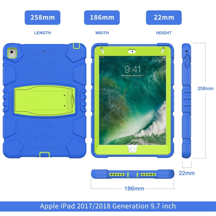 3-Layer Protection  Screen Frame + PC + Silicone Shockproof Combination Case with Holder For iPad 9.7 (2018) / (2017) / Air 2 / Pro 9.7(Blue+Lime) - iPad Pro 9.7 inch Cases by buy2fix | Online Shopping UK | buy2fix