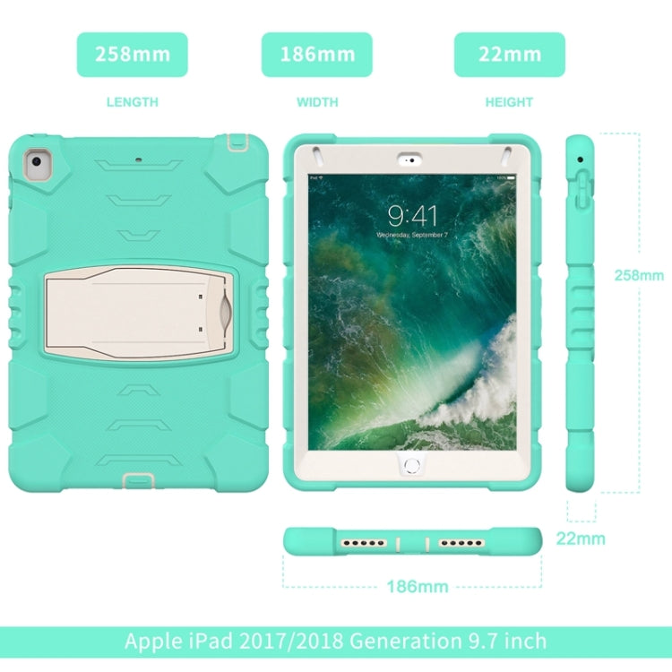 3-Layer Protection  Screen Frame + PC + Silicone Shockproof Combination Case with Holder For iPad 9.7 (2018) / (2017) / Air 2 / Pro 9.7(Mint Green) - iPad Pro 9.7 inch Cases by buy2fix | Online Shopping UK | buy2fix
