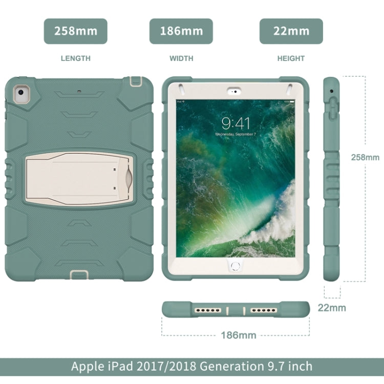 3-Layer Protection  Screen Frame + PC + Silicone Shockproof Combination Case with Holder For iPad 9.7 (2018) / (2017) / Air 2 / Pro 9.7(Emerald Green) - iPad Pro 9.7 inch Cases by buy2fix | Online Shopping UK | buy2fix