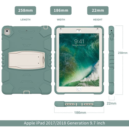 3-Layer Protection  Screen Frame + PC + Silicone Shockproof Combination Case with Holder For iPad 9.7 (2018) / (2017) / Air 2 / Pro 9.7(Emerald Green) - iPad Pro 9.7 inch Cases by buy2fix | Online Shopping UK | buy2fix
