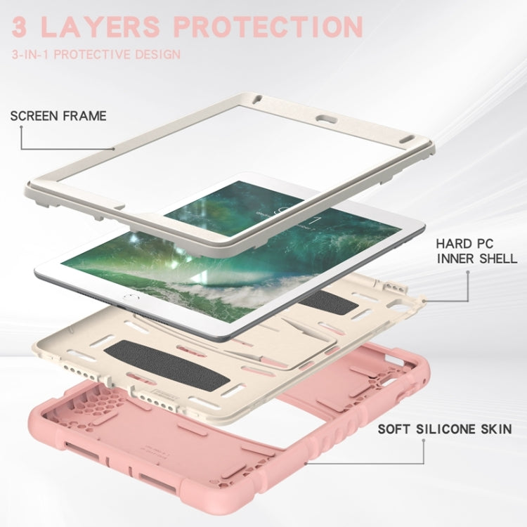 3-Layer Protection  Screen Frame + PC + Silicone Shockproof Combination Case with Holder For iPad 9.7 (2018) / (2017) / Air 2 / Pro 9.7(Cherry Blossoms Pink) - iPad Pro 9.7 inch Cases by buy2fix | Online Shopping UK | buy2fix