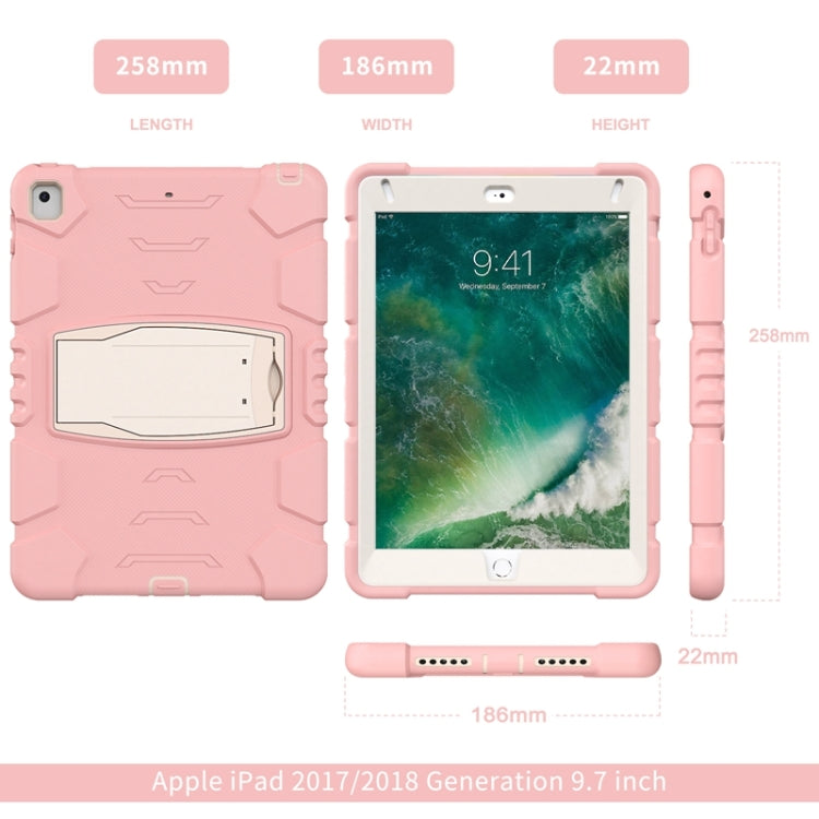 3-Layer Protection  Screen Frame + PC + Silicone Shockproof Combination Case with Holder For iPad 9.7 (2018) / (2017) / Air 2 / Pro 9.7(Cherry Blossoms Pink) - iPad Pro 9.7 inch Cases by buy2fix | Online Shopping UK | buy2fix