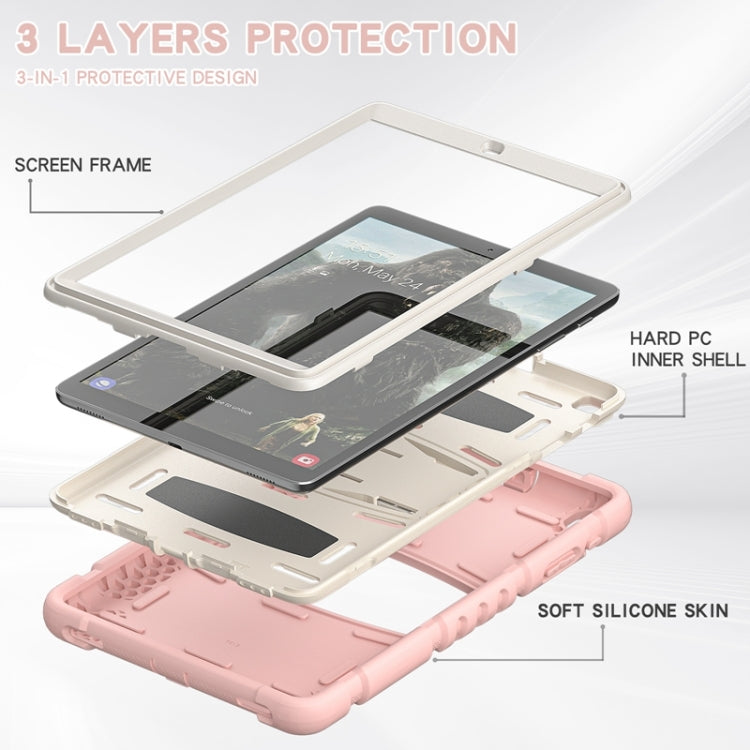 For Samsung Galaxy Tab A 10.1 (2019) T510 3-Layer Protection  Screen Frame + PC + Silicone Shockproof Combination Case with Holder(Cherry Blossoms Pink) - Tab A 10.1 (2019) T510 / T515 by buy2fix | Online Shopping UK | buy2fix