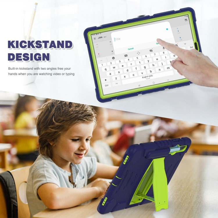 For Samsung Galaxy Tab S6 T860 3-Layer Protection  Screen Frame + PC + Silicone Shockproof Combination Case with Holder(NavyBlue+Lime) - Other Galaxy Tab PC by buy2fix | Online Shopping UK | buy2fix