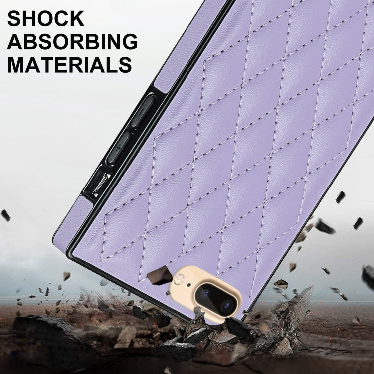 Elegant Rhombic Pattern Microfiber Leather +TPU Shockproof Case with Crossbody Strap Chain For iPhone 8 Plus / 7 Plus(Purple) - More iPhone Cases by buy2fix | Online Shopping UK | buy2fix