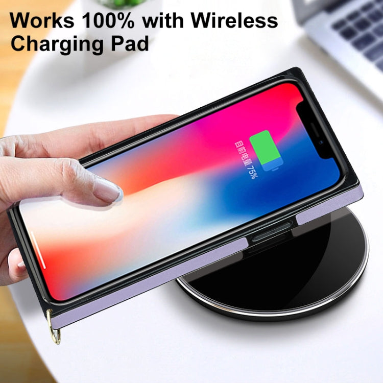 Elegant Rhombic Pattern Microfiber Leather +TPU Shockproof Case with Crossbody Strap Chain For iPhone 8 Plus / 7 Plus(Purple) - More iPhone Cases by buy2fix | Online Shopping UK | buy2fix