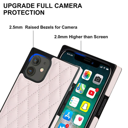 For iPhone 12 mini Elegant Rhombic Pattern Microfiber Leather +TPU Shockproof Case with Crossbody Strap Chain (Pink) - iPhone 12 mini Cases by buy2fix | Online Shopping UK | buy2fix