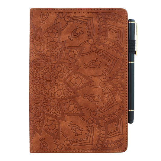 For iPad Pro 9.7 inch Calf Pattern Double Folding Design Embossed Leather Case with Holder & Card Slots & Pen Slot & Elastic Band(Brown) - iPad Pro 9.7 inch Cases by buy2fix | Online Shopping UK | buy2fix