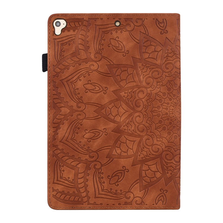 For iPad Pro 9.7 inch Calf Pattern Double Folding Design Embossed Leather Case with Holder & Card Slots & Pen Slot & Elastic Band(Brown) - iPad Pro 9.7 inch Cases by buy2fix | Online Shopping UK | buy2fix