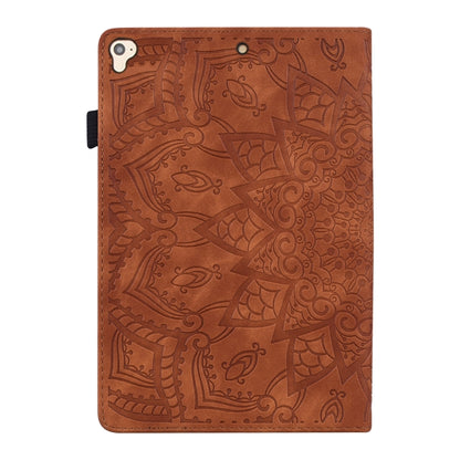 For iPad Pro 9.7 inch Calf Pattern Double Folding Design Embossed Leather Case with Holder & Card Slots & Pen Slot & Elastic Band(Brown) - iPad Pro 9.7 inch Cases by buy2fix | Online Shopping UK | buy2fix