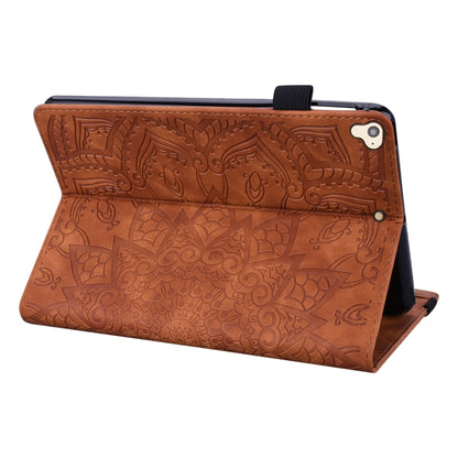 For iPad Pro 9.7 inch Calf Pattern Double Folding Design Embossed Leather Case with Holder & Card Slots & Pen Slot & Elastic Band(Brown) - iPad Pro 9.7 inch Cases by buy2fix | Online Shopping UK | buy2fix
