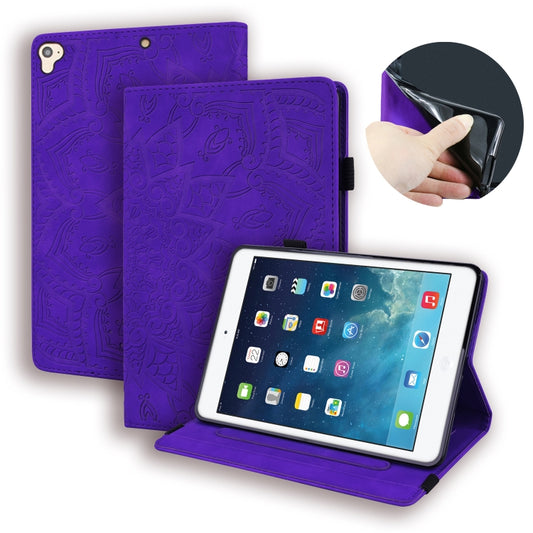 For iPad Pro 9.7 inch Calf Pattern Double Folding Design Embossed Leather Case with Holder & Card Slots & Pen Slot & Elastic Band(Purple) - iPad Pro 9.7 inch Cases by buy2fix | Online Shopping UK | buy2fix