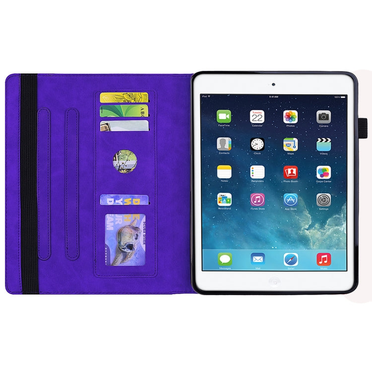 For iPad Pro 9.7 inch Calf Pattern Double Folding Design Embossed Leather Case with Holder & Card Slots & Pen Slot & Elastic Band(Purple) - iPad Pro 9.7 inch Cases by buy2fix | Online Shopping UK | buy2fix