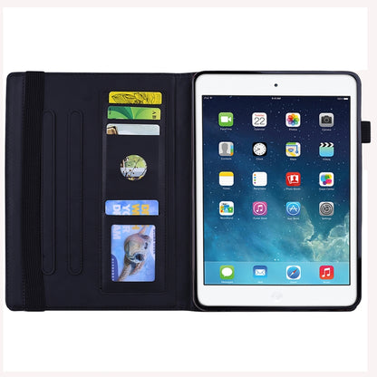 For iPad 10.2 2021 / 2020 / 2019 Calf Pattern Double Folding Design Embossed Leather Case with Holder & Card Slots & Pen Slot & Elastic Band(Black) - iPad 10.2 Cases by buy2fix | Online Shopping UK | buy2fix