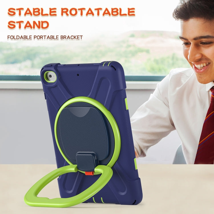 Silicone + PC Protective Case with Holder & Shoulder Strap For iPad mini 5 / 4(Navy Blue+Yellow Green) - iPad mini (2019) / mini 5 Cases by buy2fix | Online Shopping UK | buy2fix