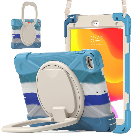 Silicone + PC Protective Case with Holder & Shoulder Strap For iPad mini 5 / 4(Rainbow Blue) - iPad mini (2019) / mini 5 Cases by buy2fix | Online Shopping UK | buy2fix
