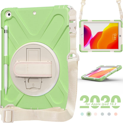 For iPad 10.2 2021 / 2020 / 2019 Pure Color Silicone + PC Protective Case with Holder & Shoulder Strap(Matcha Green) - iPad 10.2 Cases by buy2fix | Online Shopping UK | buy2fix