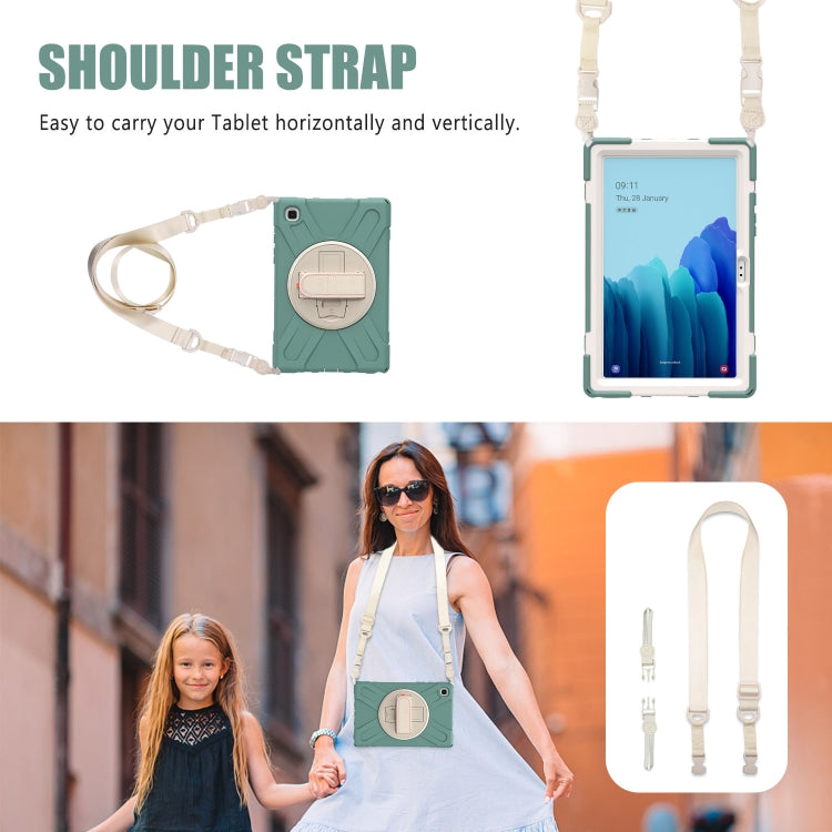 For Samsung Galaxy Tab A7 (2020) T500 Pure Color Silicone + PC Protective Case with Holder & Shoulder Strap(Emerald Green) - Other Galaxy Tab PC by buy2fix | Online Shopping UK | buy2fix