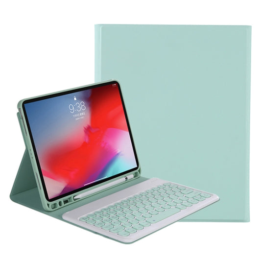 Y-C11B 2021 Detachable Candy Color Skin Texture Round Keycap Bluetooth Keyboard Leather Tablet Case with Pen Slot & Stand For iPad Pro 11 2021 / Air4 / Air5 / Pro 11(Light Green) - For iPad Pro by buy2fix | Online Shopping UK | buy2fix