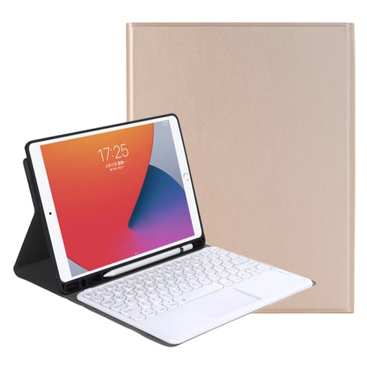 YA11B-A 2021 Detachable Lambskin Texture Round Keycap Bluetooth Keyboard Leather Tablet Case with Touch Control & Pen Slot & Stand For iPad Pro 11 2021 / Air4 / Air5 / Pro 11(Gold) - For iPad Pro by buy2fix | Online Shopping UK | buy2fix