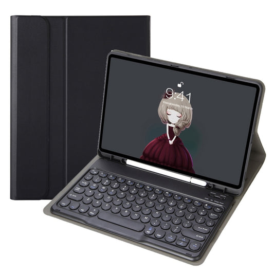 YA11B 2021 Detachable Lambskin Texture Round Keycap Bluetooth Keyboard Leather Tablet Case with Pen Slot & Stand For iPad Pro 11 2021 / Air4 / Air5 / Pro 11(Black) - For iPad Pro by buy2fix | Online Shopping UK | buy2fix