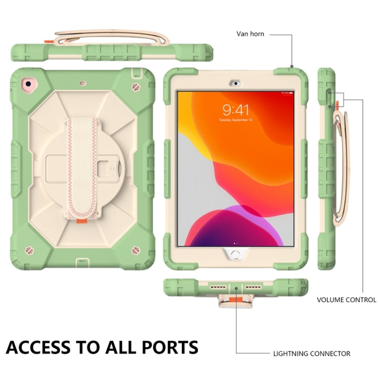 For iPad 10.2 2021 / 2020 / 2019 Contrast Color Robot Shockproof Silicon + PC Protective Case with Holder & Shoulder Strap(Matcha Green Beige) - iPad 10.2 Cases by buy2fix | Online Shopping UK | buy2fix