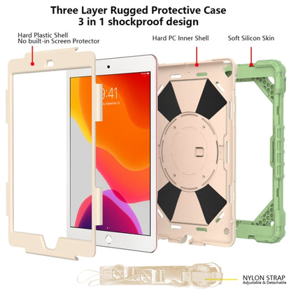 For iPad 10.2 2021 / 2020 / 2019 Contrast Color Robot Shockproof Silicon + PC Protective Case with Holder & Shoulder Strap(Matcha Green Beige) - iPad 10.2 Cases by buy2fix | Online Shopping UK | buy2fix