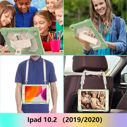 For iPad 10.2 2021 / 2020 / 2019 Contrast Color Robot Shockproof Silicon + PC Protective Case with Holder & Shoulder Strap(Matcha Green Beige) - iPad 10.2 Cases by buy2fix | Online Shopping UK | buy2fix