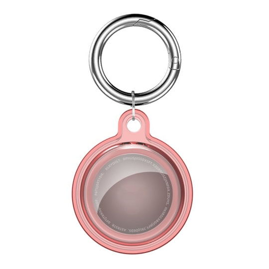 All-inclusive Clear Crystal Shockproof Protective Cover Case with Keychain Hook Loop For AirTag 2nd Gen / AirTag 1st Gen(Pink)
