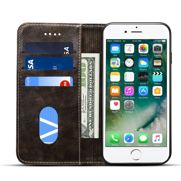 For iPhone SE 2022 / SE 2020 / 8 / 7 Baroque Simple Horizontal Flip Leather Case with Holder & Card Slots & Wallet(Black) - iPhone SE 2022 / 2020 / 8 / 7 Cases by buy2fix | Online Shopping UK | buy2fix
