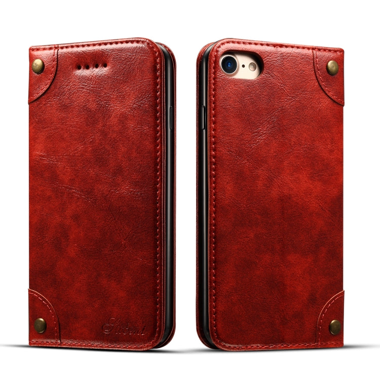 For iPhone SE 2022 / SE 2020 / 8 / 7 Baroque Simple Horizontal Flip Leather Case with Holder & Card Slots & Wallet(Red) - iPhone SE 2022 / 2020 / 8 / 7 Cases by buy2fix | Online Shopping UK | buy2fix