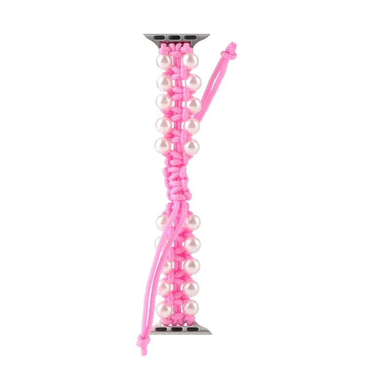 Umbrella Rope Bead Nylon Watch Band For Apple Watch Ultra 49mm&Watch Ultra 2 49mm / Series 9&8&7 45mm / SE 3&SE 2&6&SE&5&4 44mm / 3&2&1 42mm(Pink) by buy2fix