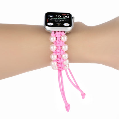 Umbrella Rope Bead Nylon Watch Band For Apple Watch Ultra 49mm&Watch Ultra 2 49mm / Series 9&8&7 45mm / SE 3&SE 2&6&SE&5&4 44mm / 3&2&1 42mm(Pink) by buy2fix
